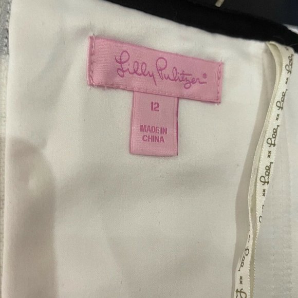 Lilly Pulitzer "Christine" Gold/Black Metallic Beaded Strapless Dress Sz 12 - Picture 5 of 12